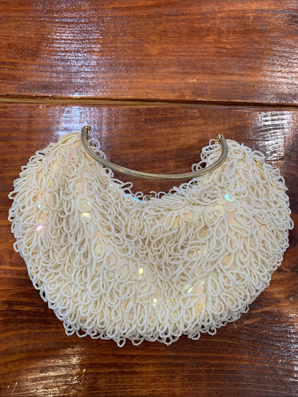 Vintage 1960s Beaded Ring Handle Evening Bag - Picture 16 of 17